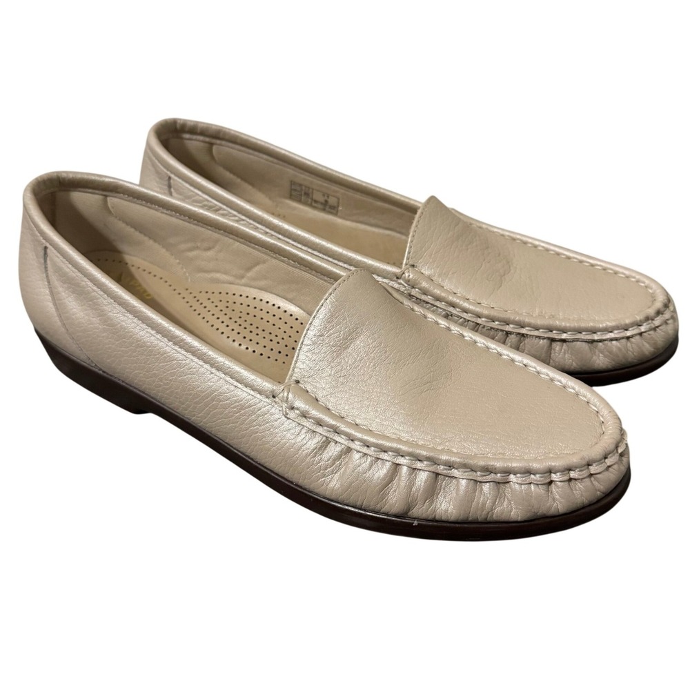 SAS Simplify Pearl Bone Leather Loafers‎ Womens 11 S Slim Comfort Shoes Made USA